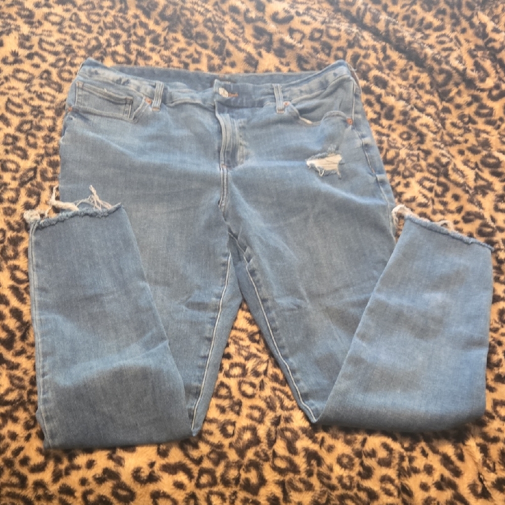 Express Light Blue Distressed Skinny Jeans